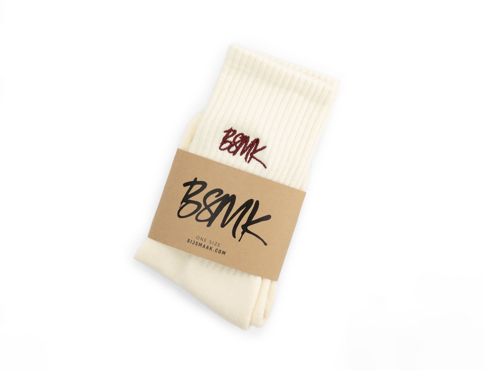 BSMK Socks - Off White/Burgundy