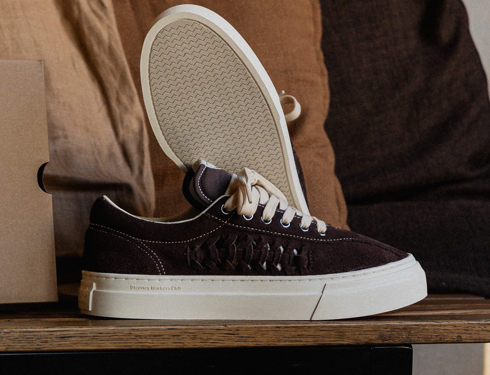 Stepney Workers Club Dellow Woven Suede dark brown