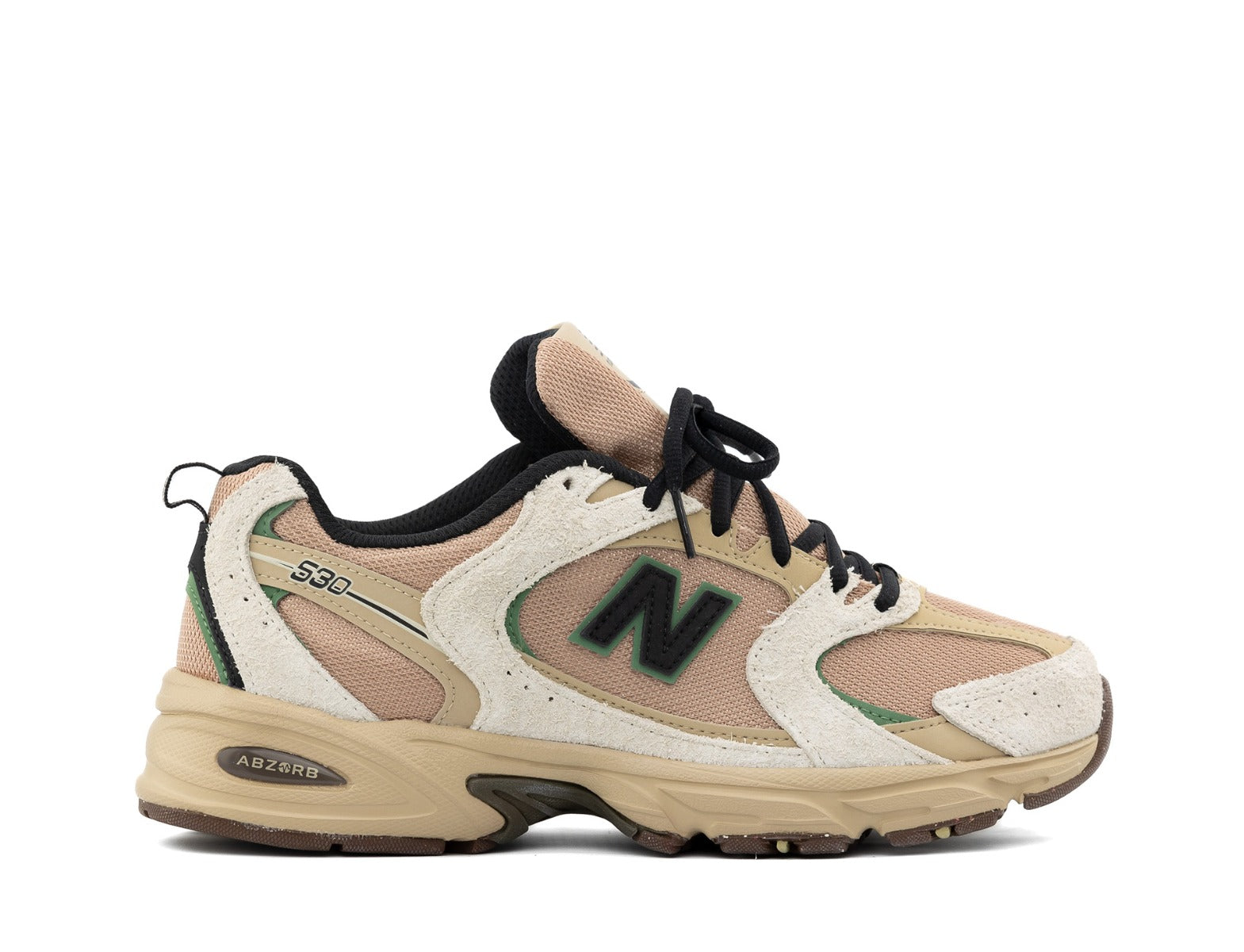 New Balance 530 linen incense flat taupe mallard green 1